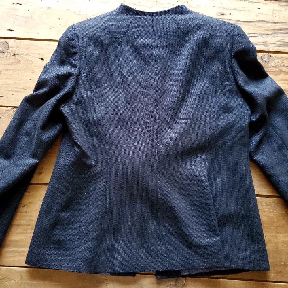 Marks & Spencer Women's Tailored Fit One Button Blue Blazer Size 12 - Picture 9 of 17